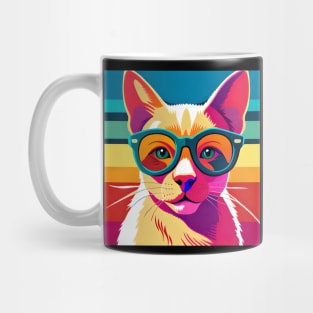 Feline Cool: Pop Art Cat Wearing Sunglasses Mug